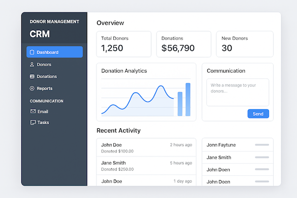 Donor management CRM interface